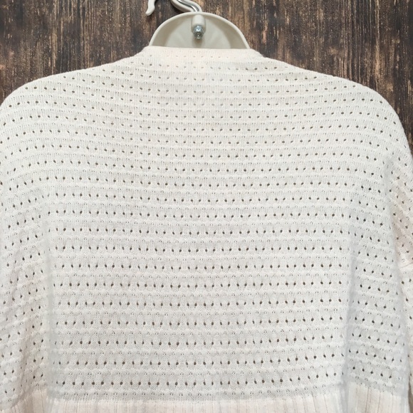 ANTHROPOLOGIE MOTH CARDIGAN CREAM POINTELLE PEPLUM - Picture 6 of 8